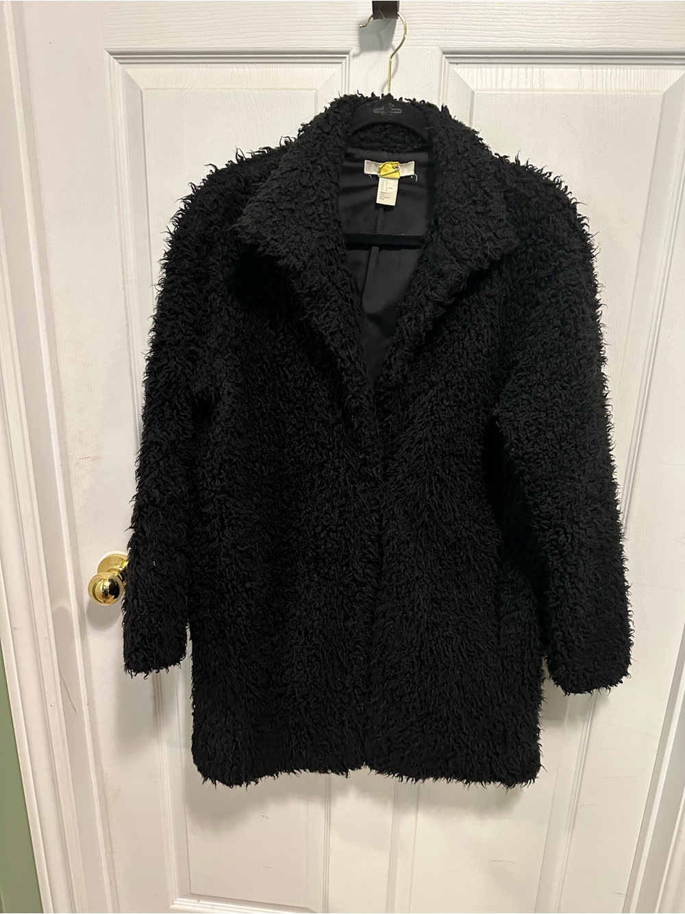 H&M Black Teddy Faux Shearling Coat